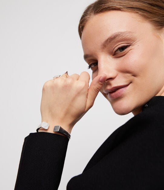 Bangle bracelet with square shape, Silver, large